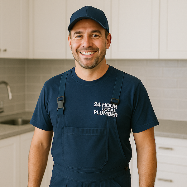 Professional plumber working on residential plumbing